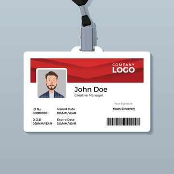 Simple and Clean Red ID Card Template