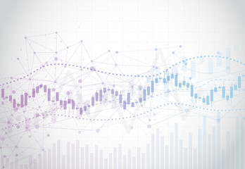 Business candle stick graph chart of stock market investment trading on dark background design. Bullish point, Trend of graph. Vector illustration