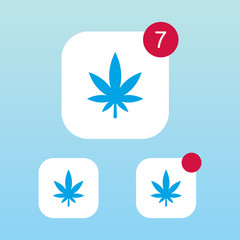 Fototapeta na wymiar Cannabis Leaf Icon With Notification