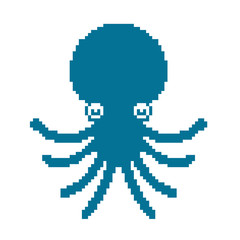 Fototapeta premium Octopus pixel art. Devilfish 8 bit. Poulpe vector illustration