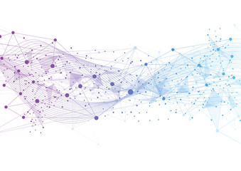 Structure molecule and communication. Abstract polygonal background with connected dots and lines. Minimalistic geometric pattern. Science, Medicine, technology. Vector illustration