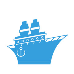 Fototapeta na wymiar Steamboat Cartoon style. Ship vector illustration. Blue boat