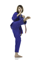 Female Taekwondo Red Belt in Uniform