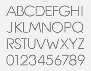 Set of stylized alphabet letters and numbers. Stylish typeface design. Vector.
