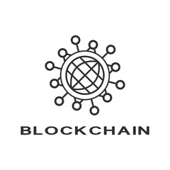 Concept logo template blockchain. Abstract geometric digital crypto currency sign.