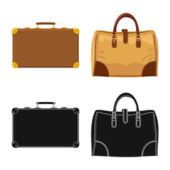 Vector design of suitcase and baggage icon. Collection of suitcase and journey vector icon for stock.