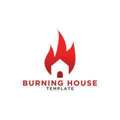 Illustration of burning house logo design template vector