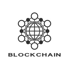 Concept logo template blockchain. Abstract geometric digital crypto currency sign.