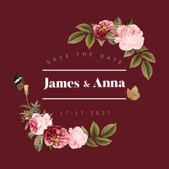 Wedding invitation floral card illustration