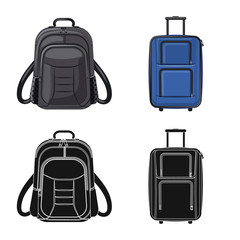 Isolated object of suitcase and baggage logo. Set of suitcase and journey stock symbol for web.