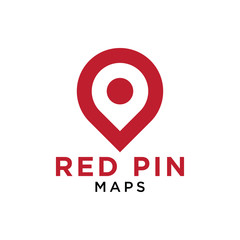 Fototapeta premium Simple red pin map logo design template vector