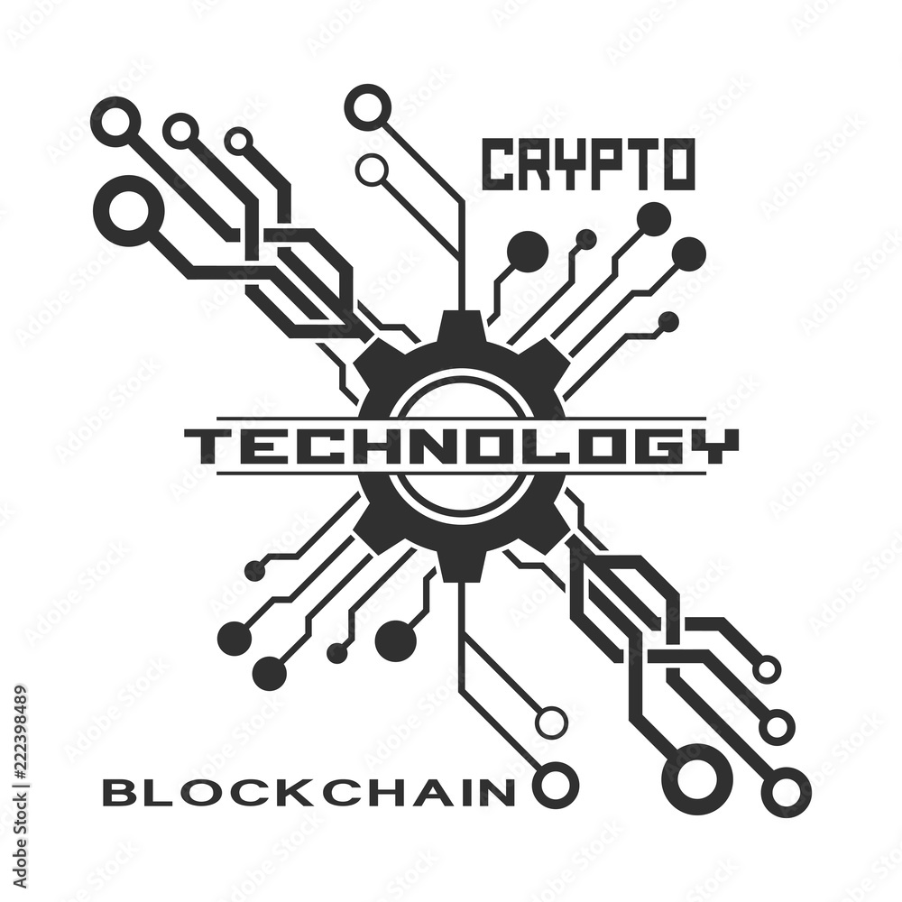Poster set of concept logo template blockchain. abstract crypto currency sign.