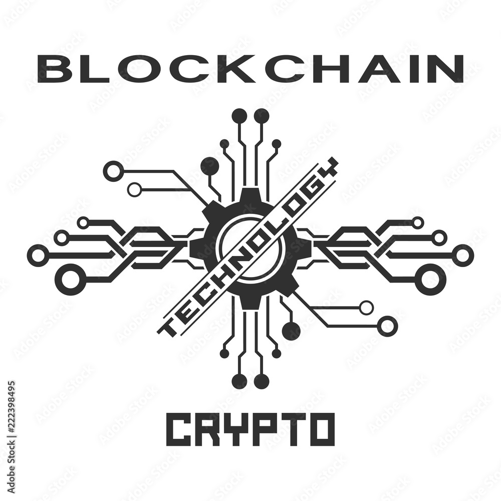 Poster set of concept logo template blockchain. abstract crypto currency sign.
