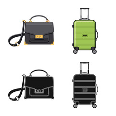 Isolated object of suitcase and baggage logo. Collection of suitcase and journey vector icon for stock.