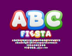 Vector Bright Colorful Font. Children Funny Alphabet Letters Set