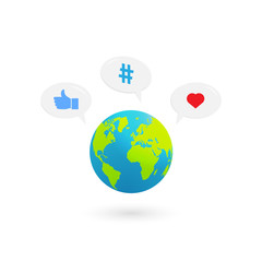vector globe with social media icons