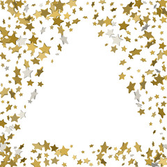 stars confetti, Frame of yellow shiny little stars , isolated on white background