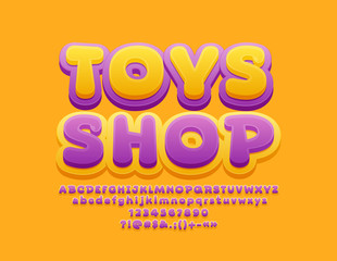 Vector Playful Sign Toys Shop. Children style Font. Funny Alphabet Letters, Numbers and Symbols