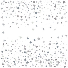 Silver glitter stars falling from the sky on white background. Abstract Background. Glitter pattern for banner. Vector illustration.