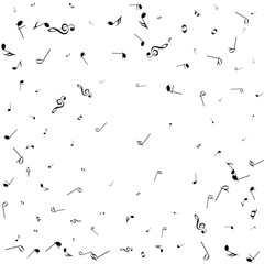 Vector abstract musical background. Black notes on white