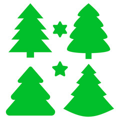 Christmas Trees and Stars Set. Vector illustration