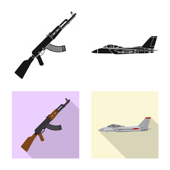 Vector design of weapon and gun icon. Collection of weapon and army stock vector illustration.