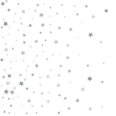Silver glitter falling stars. Silver sparkle star on white background. Vector template for New year, Christmas, birthday, party, wedding, card, invitation, flyer, voucher, web, header. Star confetti.
