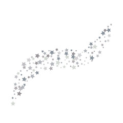 Silver star of confetti. Falling stars on a white background. Illustration of flying shiny stars. Decorative element. Suitable for your design, cards, invitations, gift, vip.