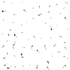 Vector abstract musical background. Black notes on white