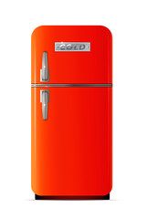 Retro fridge icon. Flat illustration of retro fridge vector icon