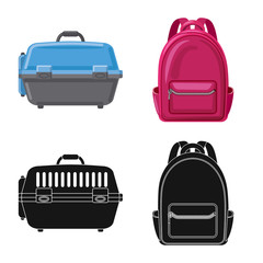 Vector design of suitcase and baggage icon. Collection of suitcase and journey stock symbol for web.