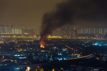Serious of Fire accident at night