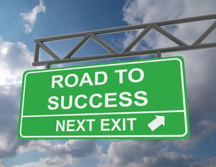 Obraz premium Green overhead road sign with a Road To Success