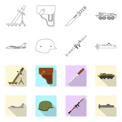 Vector design of weapon and gun icon. Set of weapon and army stock symbol for web.