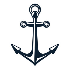 Vector illustration, monochrome sea anchor icon isolated on white background. Simple shape for design logo, emblem, symbol, sign, badge, label, stamp.
