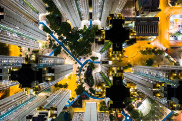 Obraz premium Top down view of Hong Kong residential at night