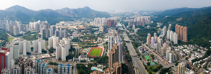 Panoramic Hong Kong urban city