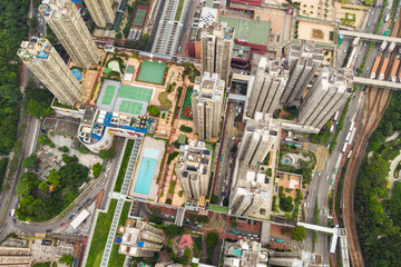 Fototapeta premium Top down of Hong Kong city