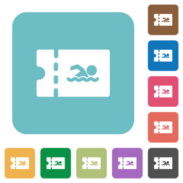Swimming pool discount coupon rounded square flat icons