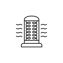 Vector illustration of carbon heater. Line icon of modern infrared heater. Heating equipment for home and office.