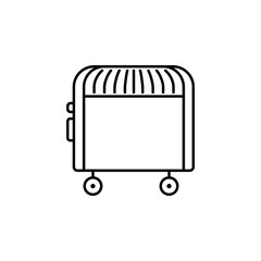 Vector illustration of electric convector. Line icon of portable house heater. Isolated object on white background.