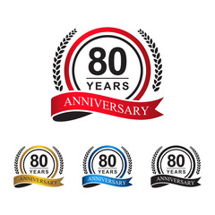 80th anniversary years circle ribbon