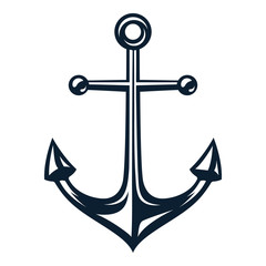 Vector illustration, monochrome sea anchor icon isolated on white background. Simple shape for design logo, emblem, symbol, sign, badge, label, stamp. © chuprakov_yuri