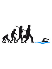 evolution entwicklung geboren zum schwimmen logo schwimmer verein team wasser kraulen schnell wettrennen schwimmbad sportler sport spaß tauchen hallenbad wellen clipart