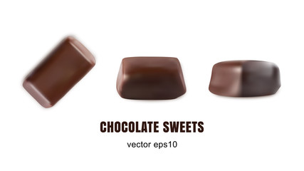 Beautiful Creative Vector Chocolate Sweets Isolated on White Background