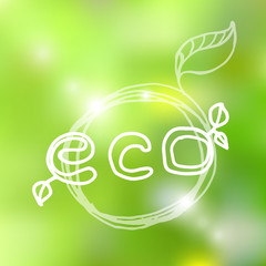 Hand Drawn Natural Eco Bio Product Label or Round Ecology Banner