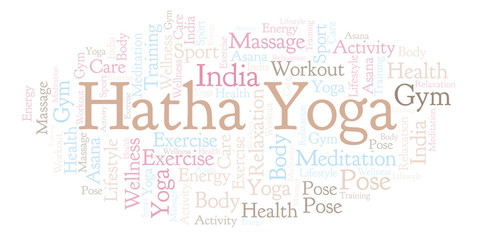 Obraz premium Hatha Yoga word cloud.