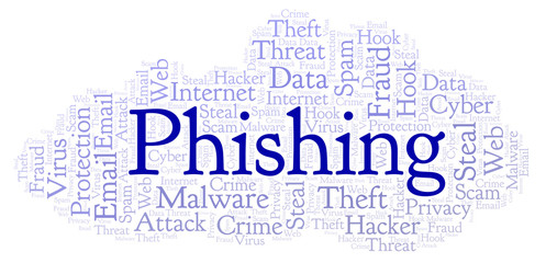 Fototapeta premium Phishing word cloud.