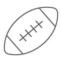 American football ball thin line icon, game and sport, ball sign, vector graphics, a linear pattern on a white background, eps 10.