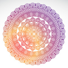 Round gradient mandala on white isolated background